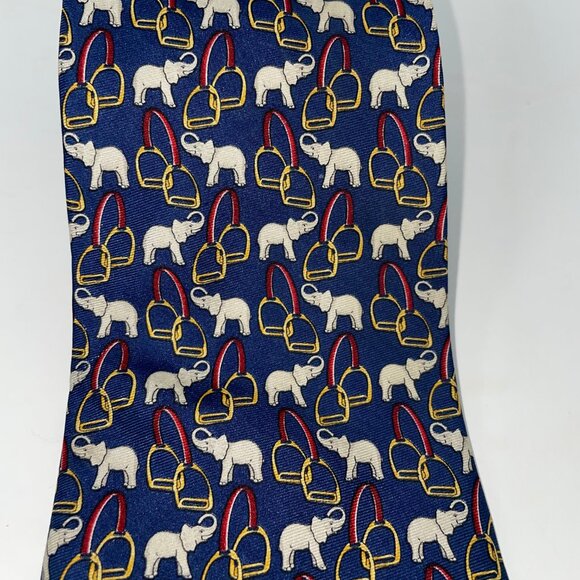 Brooks Brothers Vintage Men's Elephant Tie Multicolor 100% Silk Made in USA - Picture 7 of 7